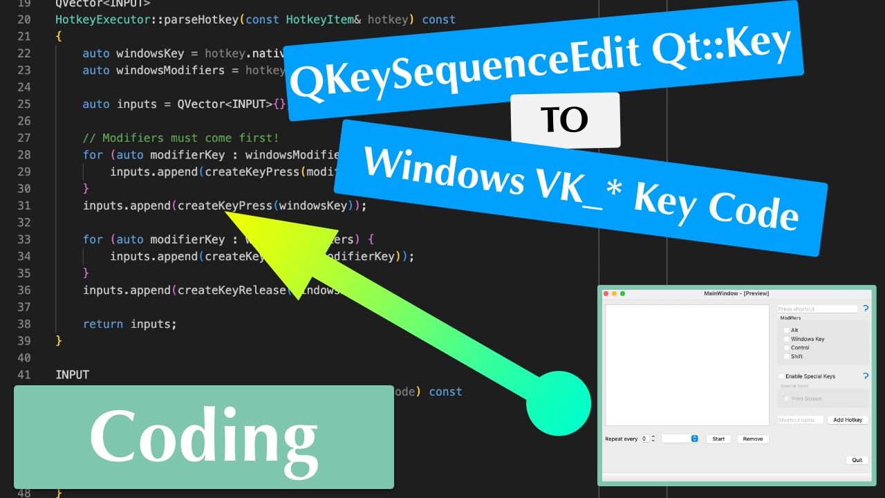 Convert QKeySequence of QKeySequenceEdit to Native Windows Virtual Key ...