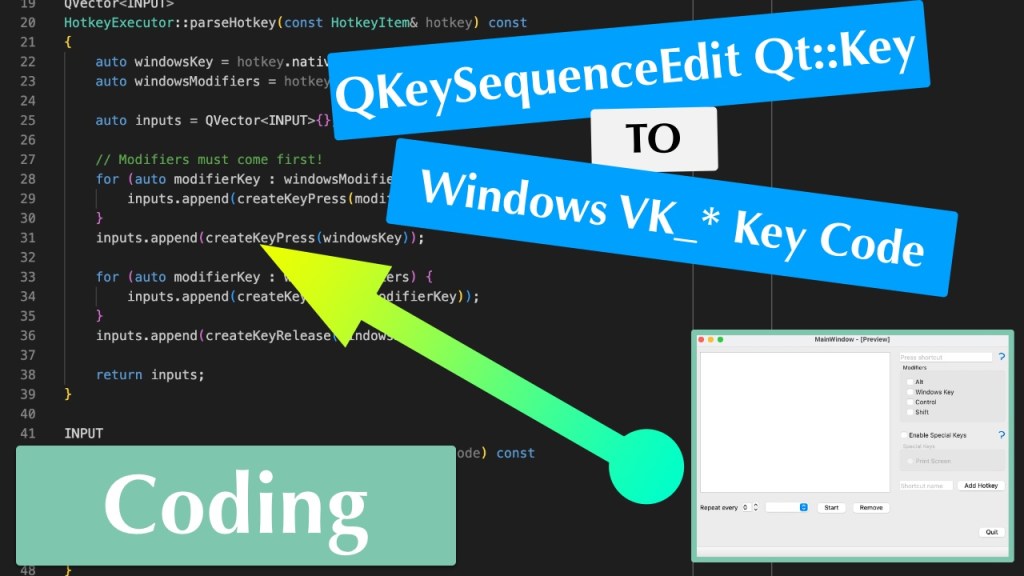 Convert QKeySequence of QKeySequenceEdit to Native Windows Virtual Key ...