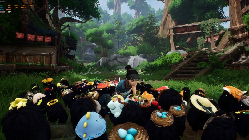 Kena sitting in the middle of the village surrounded by 100 of her Rot friends.