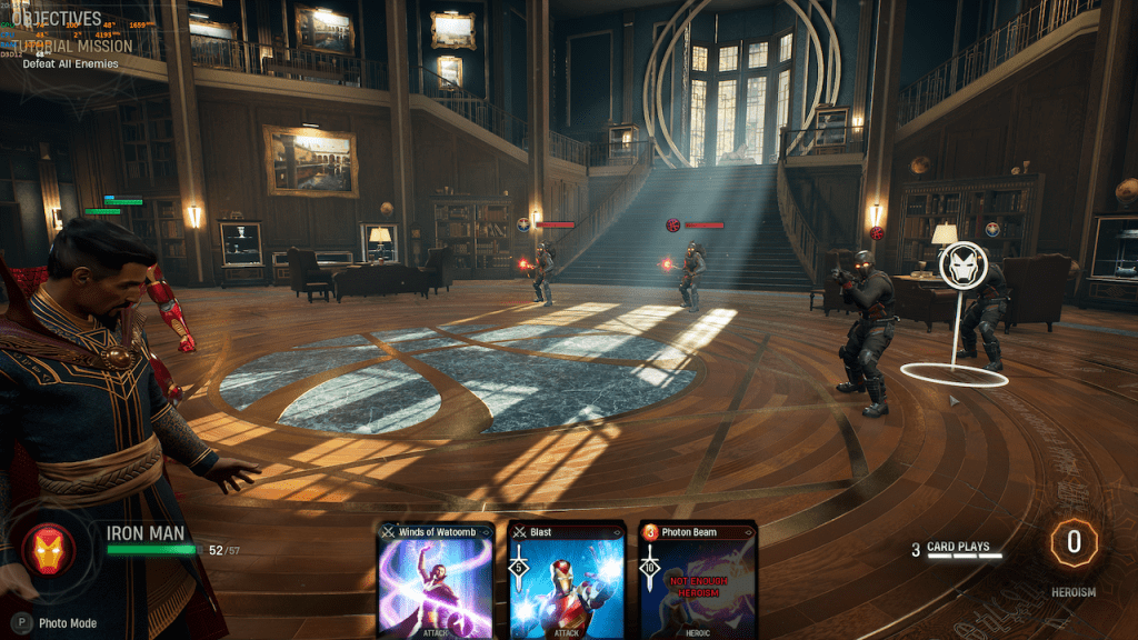 A battle in the Sanctum Sanctorum demonstrating the PC raytracing option.