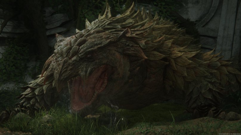 A giant roaring lizard like monster is screaming just before a fight with Clive.