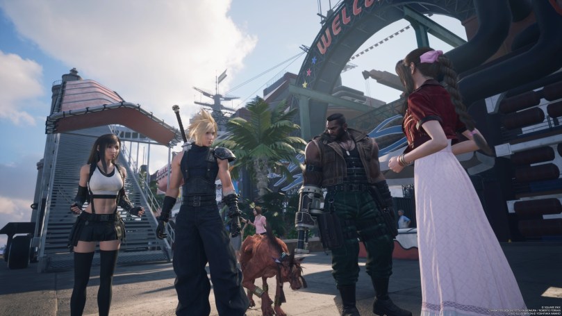 Tifa, Cloud, Red, Barret, and Aerith embarked a giant cruise ship to Costa del Sol and are discussing their next steps.